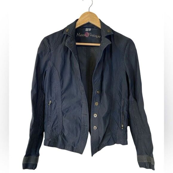 Mexx Vintage Black Button Front Shirt Jacket Size 12 - Picture 6 of 11